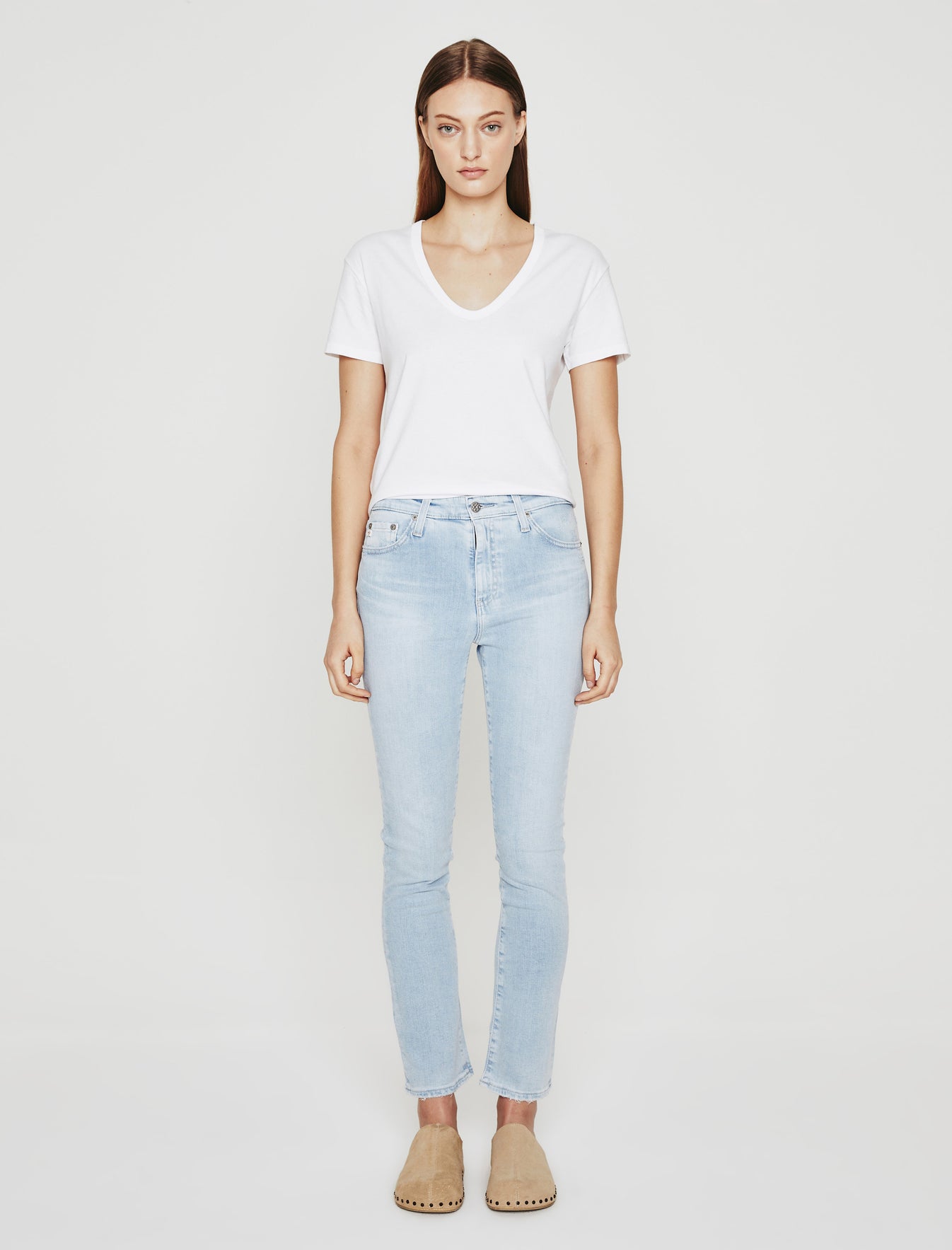 Mari|AG-ed High-Rise Slim Straight Leg Denim